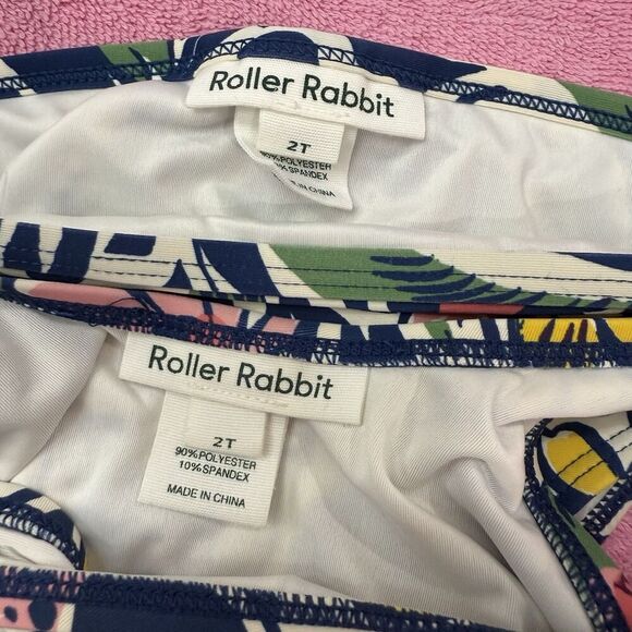 Roller Rabbit Girls Swimsuit 2T Floral Colorful Two Piece - Picture 7 of 11